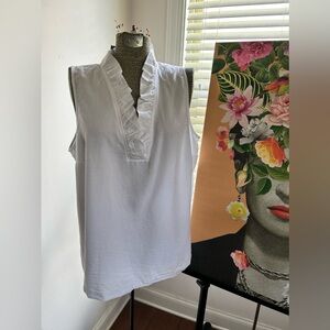 crown & ivy White Sleeveless Ruffle Top